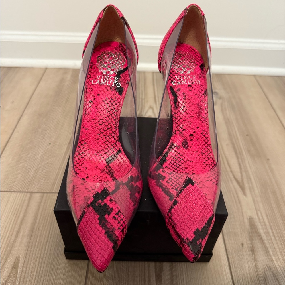 Vince Camuto Pink Stiletto Heels Snakeskin